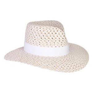 Eric Javits Cannes II Wide Brim Woven Fedora White Mix NWT